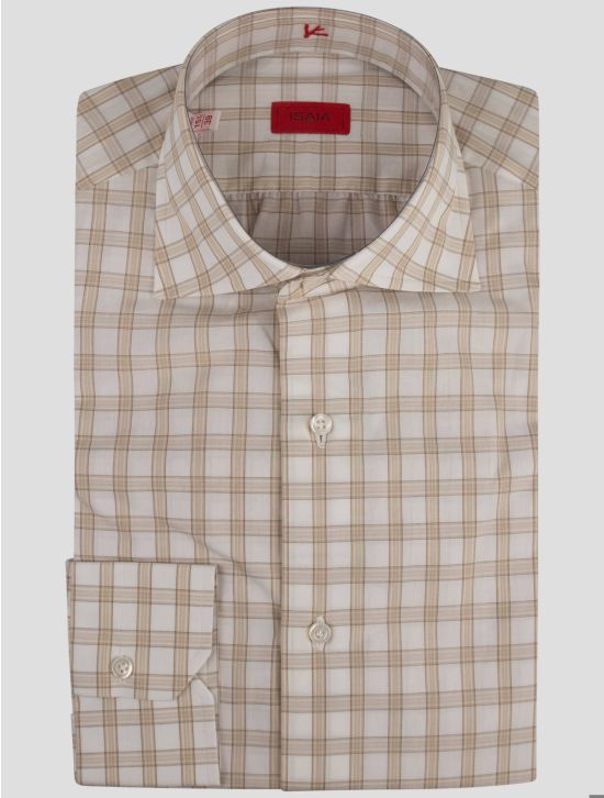 Isaia Isaia Beige White Cotton Shirt Beige / White 000