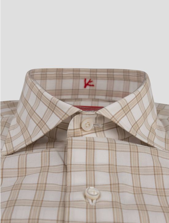 Isaia Isaia Beige White Cotton Shirt Beige / White 001