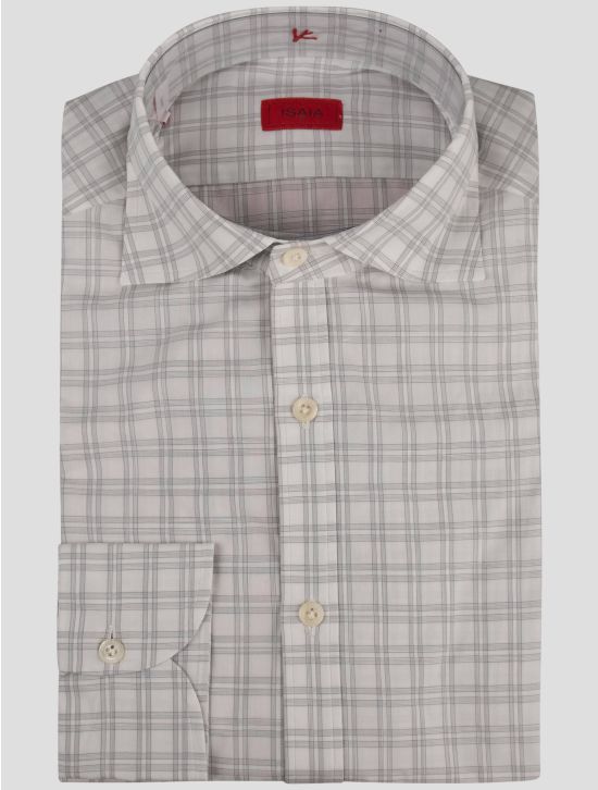 Isaia Isaia Gray White Cotton Shirt Gray / White 000