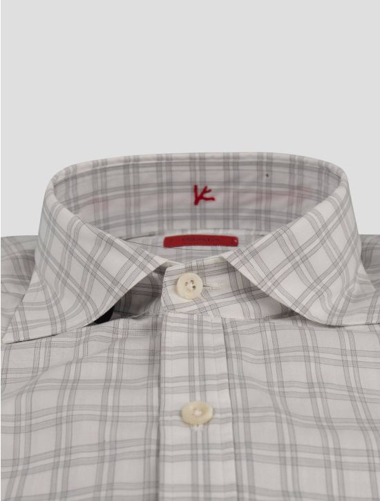 Isaia Isaia Gray White Cotton Shirt Gray / White 001