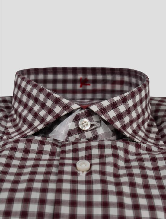 Isaia Isaia Burgundy White Cotton Shirt Burgundy / White 001