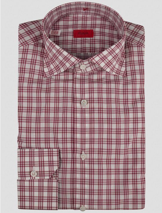 Isaia Isaia Red White Cotton Shirt Red / White 000