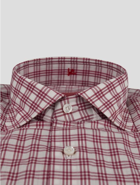 Isaia Isaia Red White Cotton Shirt Red / White 001