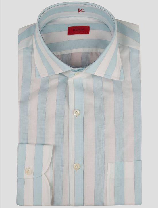 Isaia Isaia Light Blue White Cotton Shirt Light Blue / White 000