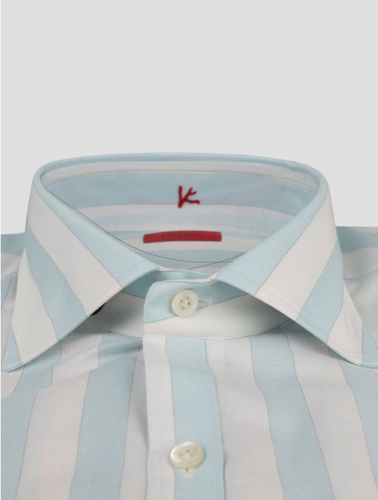 Isaia Isaia Light Blue White Cotton Shirt Light Blue / White 001