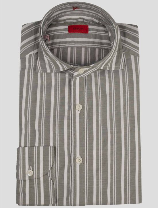 Isaia Isaia Gray White Cotton Shirt Gray / White 000