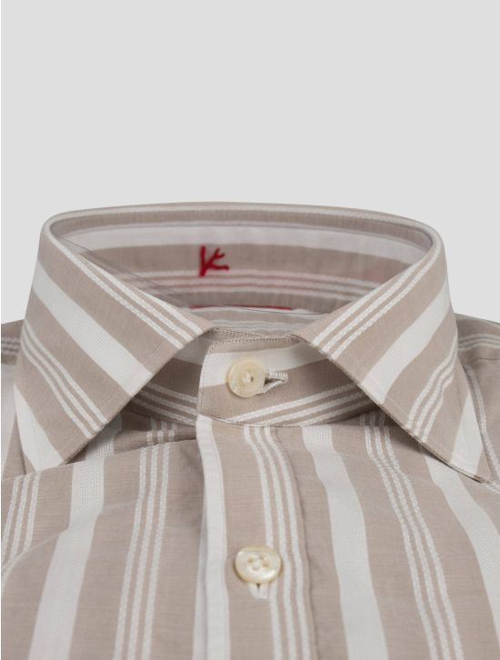 Isaia Isaia Beige White Cotton Shirt Beige / White 001