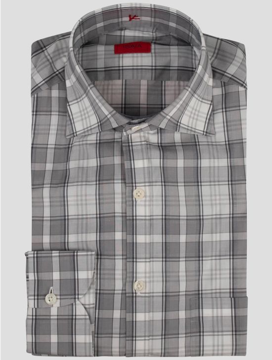 Isaia Isaia Gray White Cotton Shirt Gray / White 000