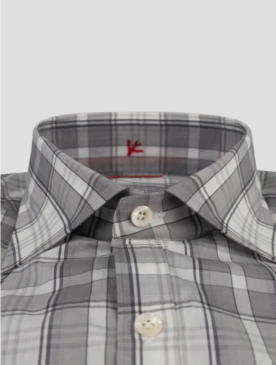 Isaia Isaia Gray White Cotton Shirt Gray / White 001