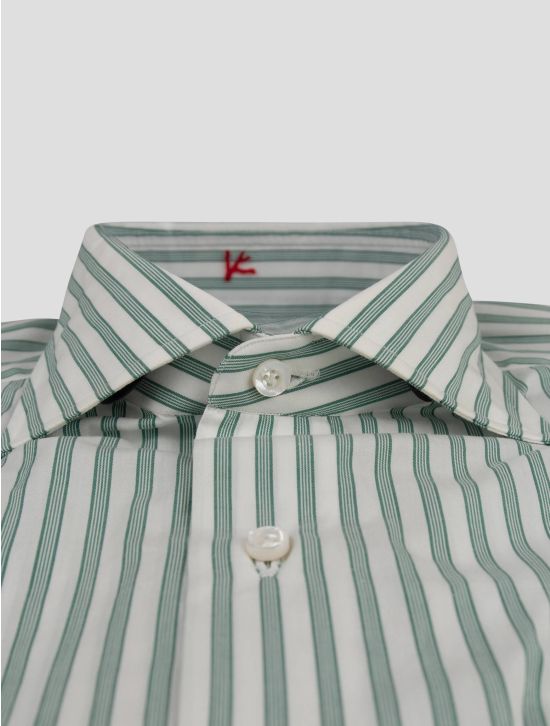 Isaia Isaia Green White Cotton Shirt Green / White 001