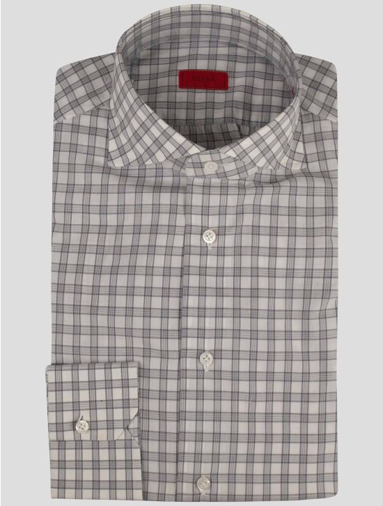 Isaia Isaia Gray White Cotton Shirt Gray / White 000