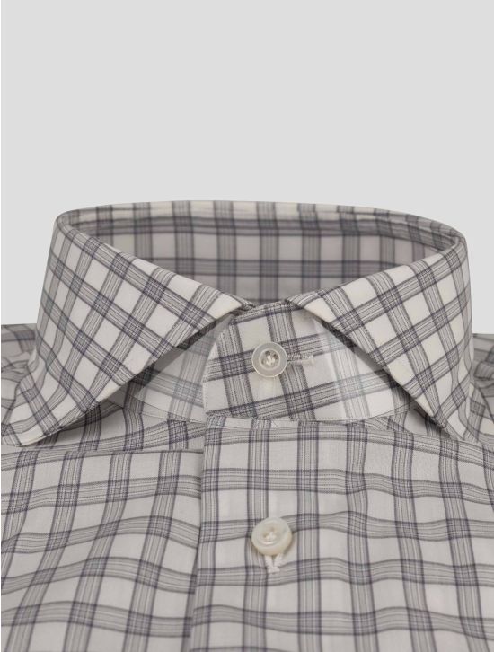 Isaia Isaia Gray White Cotton Shirt Gray / White 001