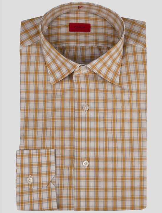 Isaia Isaia Yellow White Cotton Shirt Yellow / White 000