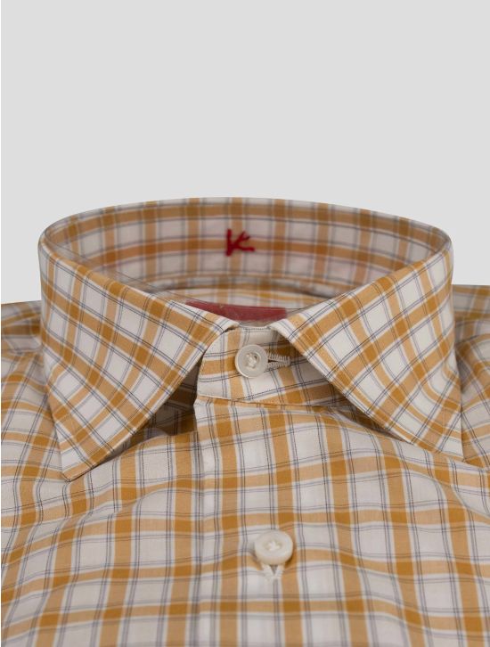 Isaia Isaia Yellow White Cotton Shirt Yellow / White 001