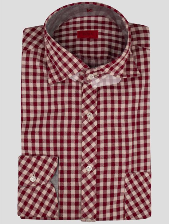 Isaia Isaia Red White Cotton Shirt Red / White 000