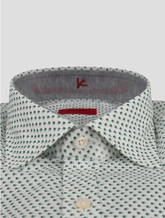 Isaia Isaia Green White Cotton Shirt Green / White 001