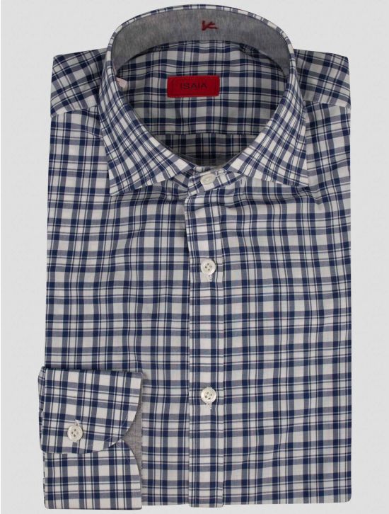 Isaia Isaia Blue White Cotton Shirt Blue / White 000