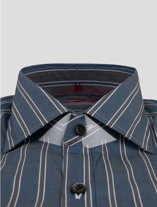 Isaia Isaia Blue Gray Cotton Shirt Blue / Gray 001