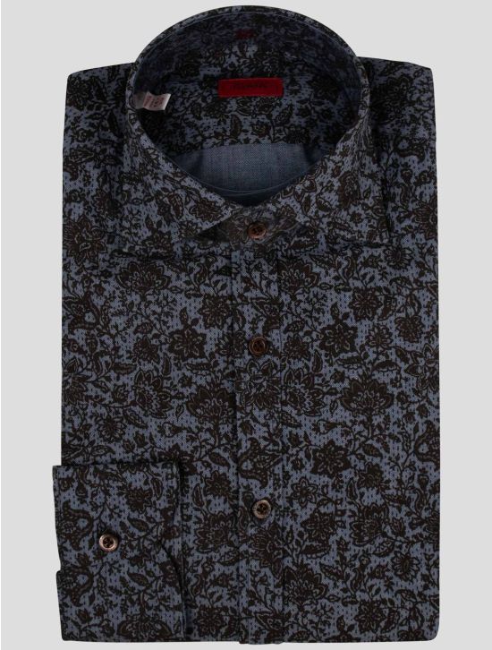 Isaia Isaia Blue Black Cotton Shirt Blue / Black 000