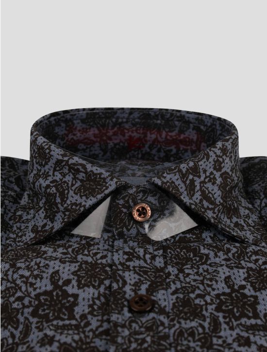 Isaia Isaia Blue Black Cotton Shirt Blue / Black 001