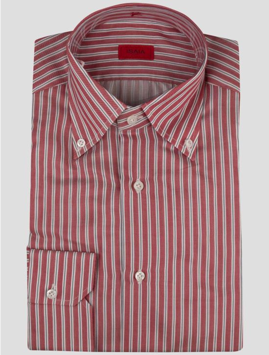 Isaia Isaia Red White Cotton Shirt Red / White 000