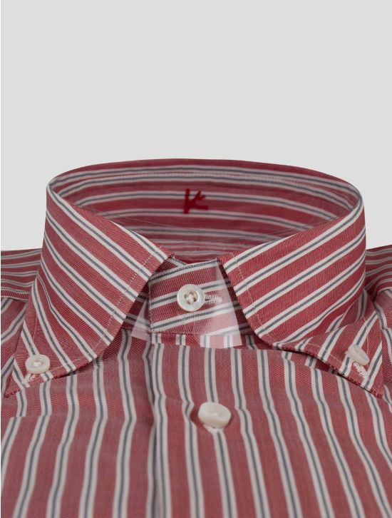 Isaia Isaia Red White Cotton Shirt Red / White 001