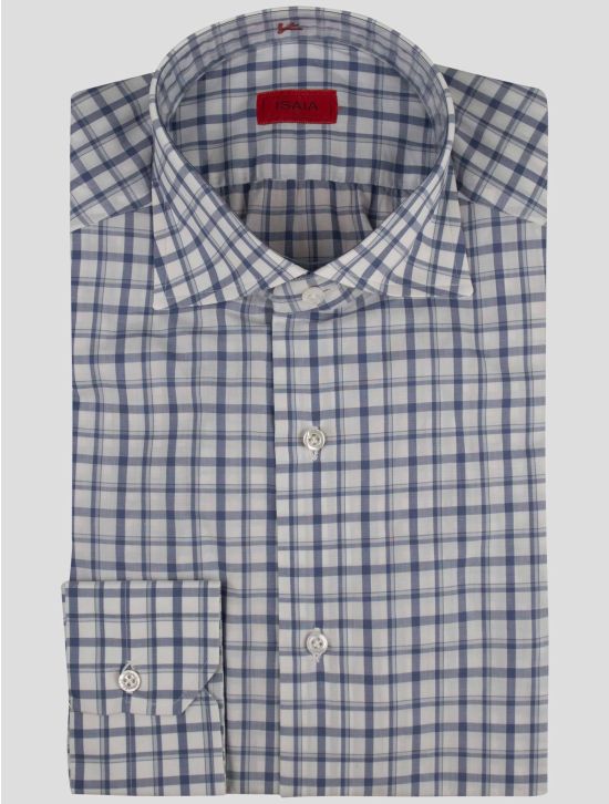 Isaia Isaia Blue White Cotton Shirt Blue / White 000