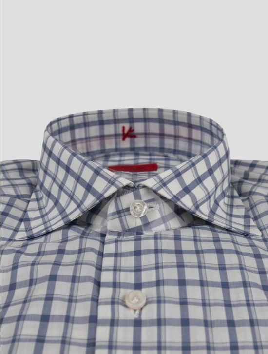 Isaia Isaia Blue White Cotton Shirt Blue / White 001