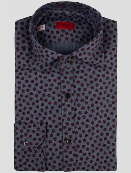 Isaia Isaia Blue Red Cotton Shirt Blue / Red 000