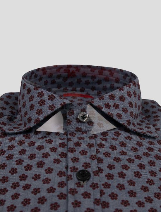 Isaia Isaia Blue Red Cotton Shirt Blue / Red 001