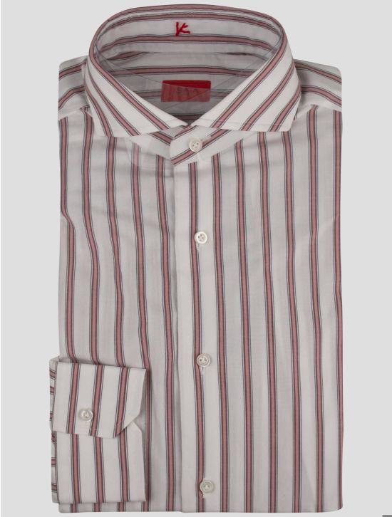 Isaia Isaia Pink White Cotton Shirt Pink / White 000