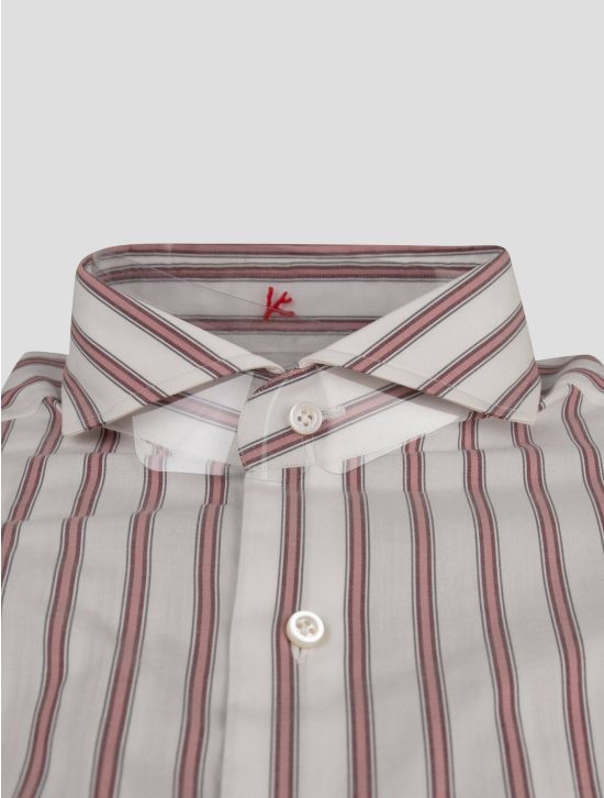 Isaia Isaia Pink White Cotton Shirt Pink / White 001