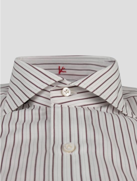 Isaia Isaia Burgundy White Cotton Shirt Burgundy / White 001