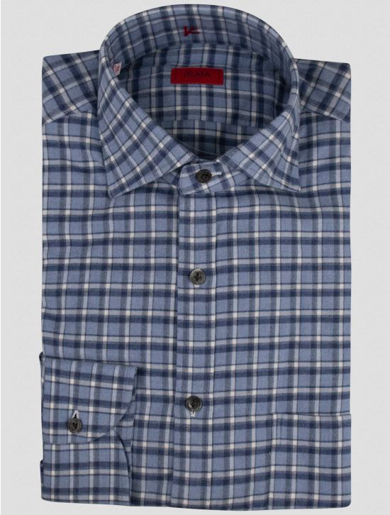 Isaia Isaia Blue White Cotton Shirt Blue / White 000