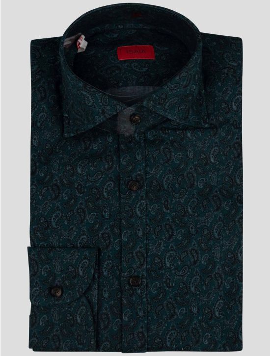 Isaia Isaia Blue Green Cotton Shirt Blue / Green 000