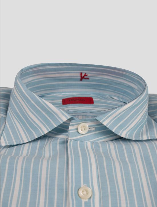 Isaia Isaia Light Blue White Cotton Shirt Light Blue / White 001