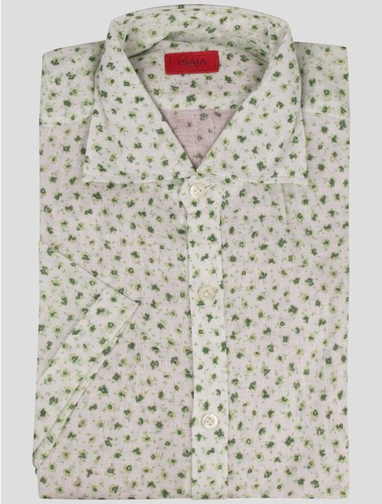 Isaia Isaia Green White Linen Shirt Green / White 000