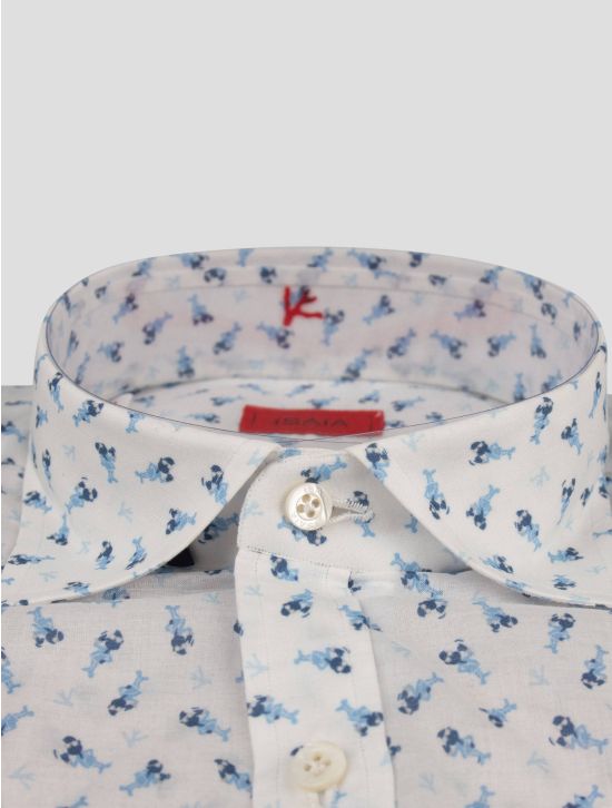 Isaia Isaia Light Blue White Cotton Shirt Light Blue / White 001