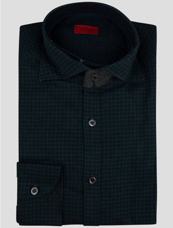 Isaia Isaia Green Blue Cotton Shirt Green / Blue 000