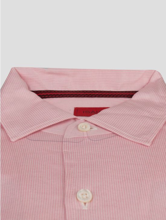 Isaia Isaia Pink White Cotton Shirt Pink / White 001