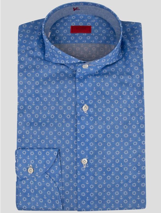 Isaia Isaia Blue White Cotton Shirt Blue / White 000