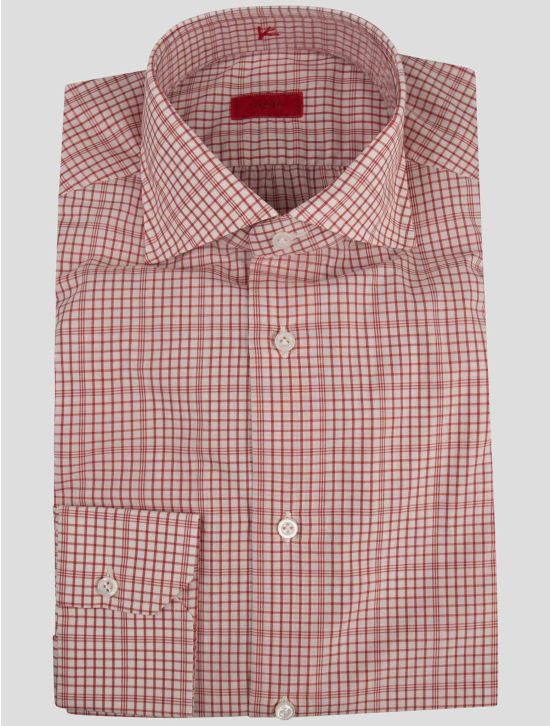 Isaia Isaia Red White Cotton Shirt Red / White 000