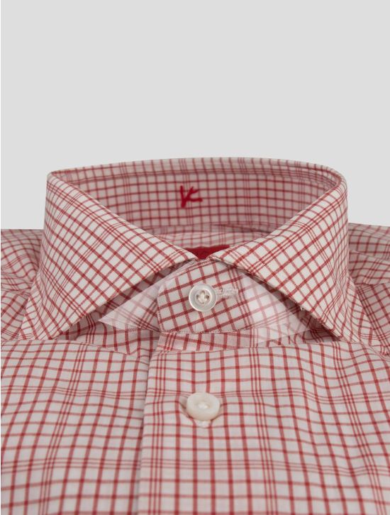 Isaia Isaia Red White Cotton Shirt Red / White 001