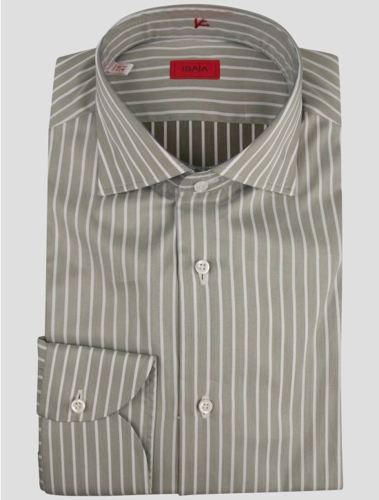 Isaia Isaia Light Green White Cotton Shirt Light Green / White 000