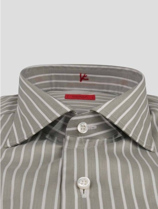 Isaia Isaia Light Green White Cotton Shirt Light Green / White 001