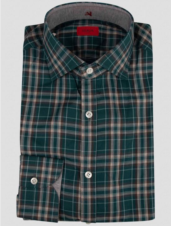 Isaia Isaia Green Cotton Shirt Green 000