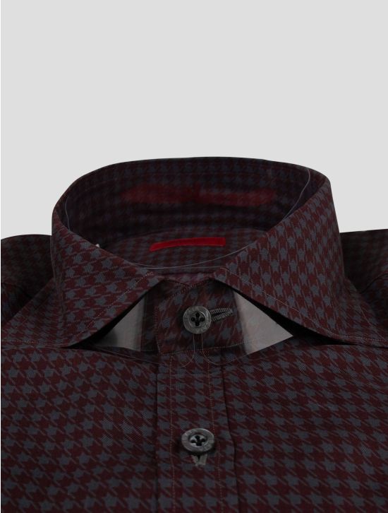 Isaia Isaia Burgundy Gray Silk Shirt Burgundy / Gray 001