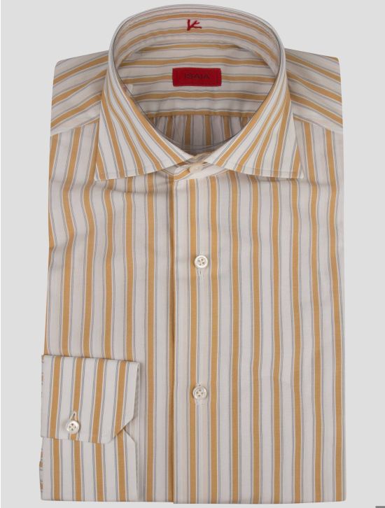 Isaia Isaia Yellow White Cotton Shirt Yellow / White 000