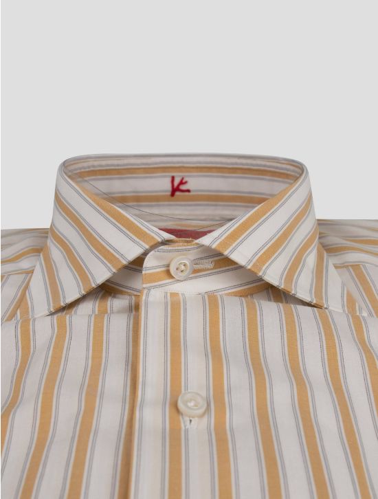 Isaia Isaia Yellow White Cotton Shirt Yellow / White 001