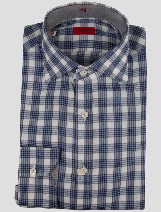 Isaia Isaia White Light Blue Cotton Shirt White / Light Blue 000